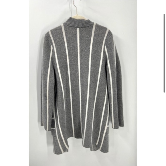 BKE Buckle Gray Stripe Open Front Knit Cardigan Duster Sweater Size small - Picture 6 of 6